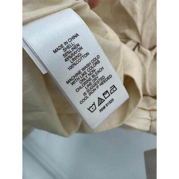 1.State Dress Women MEDIUM Cream Juneberry Linen Blend Short Cap Sleeve - Picture 8 of 10